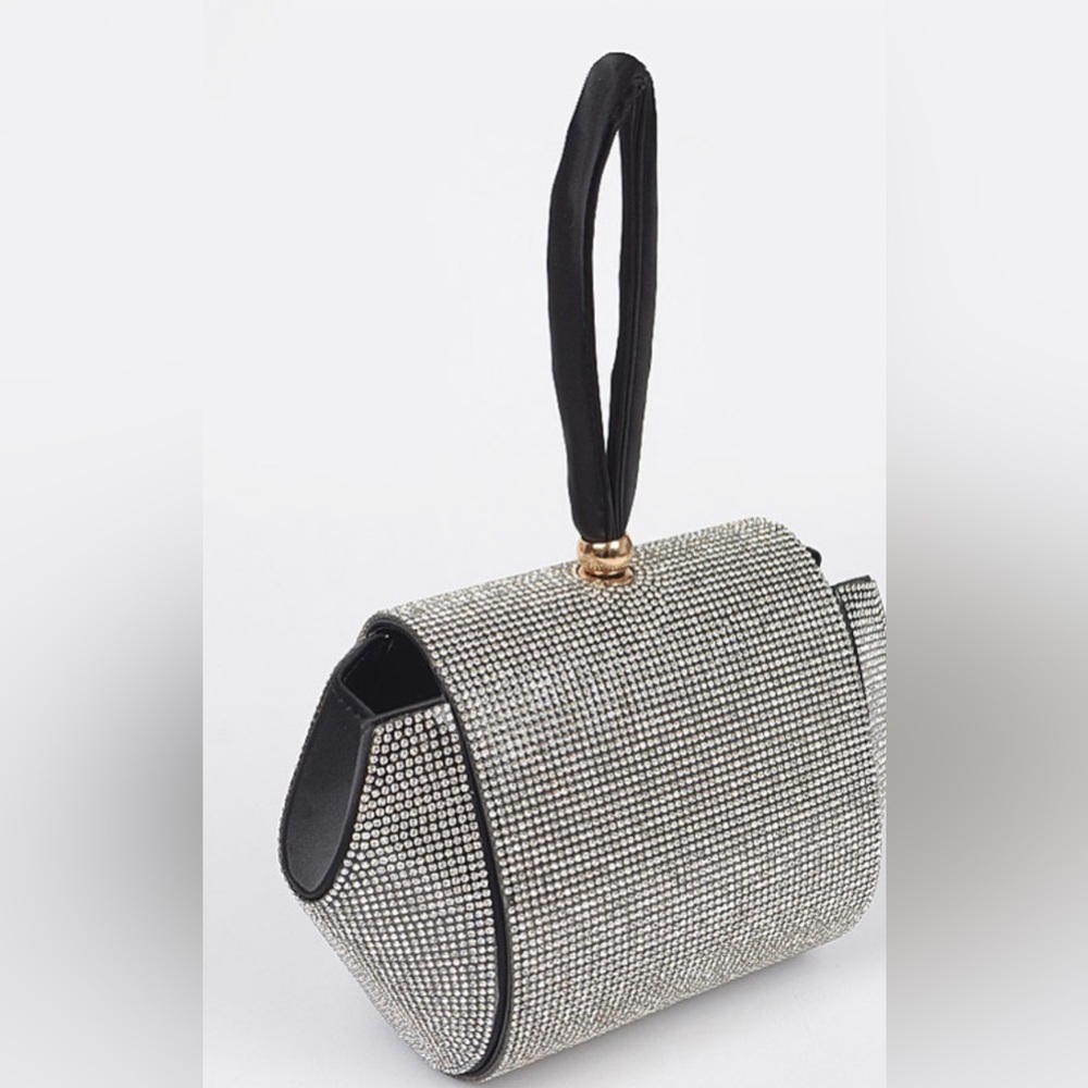 Women's Rhinestone Black Magnet Closure Wrist Clutch
